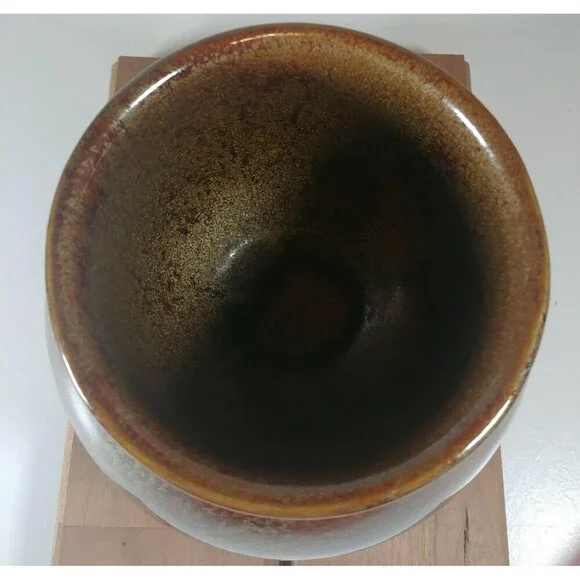 Partylite Brown & Gold Speckled Ceramic Vase Or Candle Holder Vintage - Picture 4 of 9